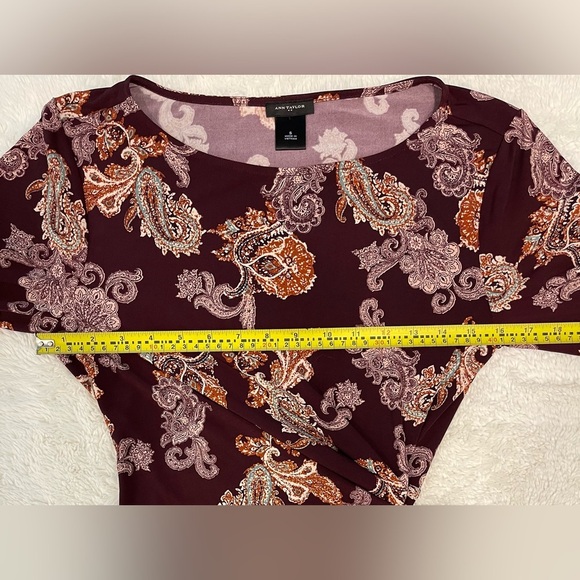 Ann Taylor Women's Sheath Dress Small Gathered Front Tie 3/4 Sleeves Stretchy - Picture 6 of 6